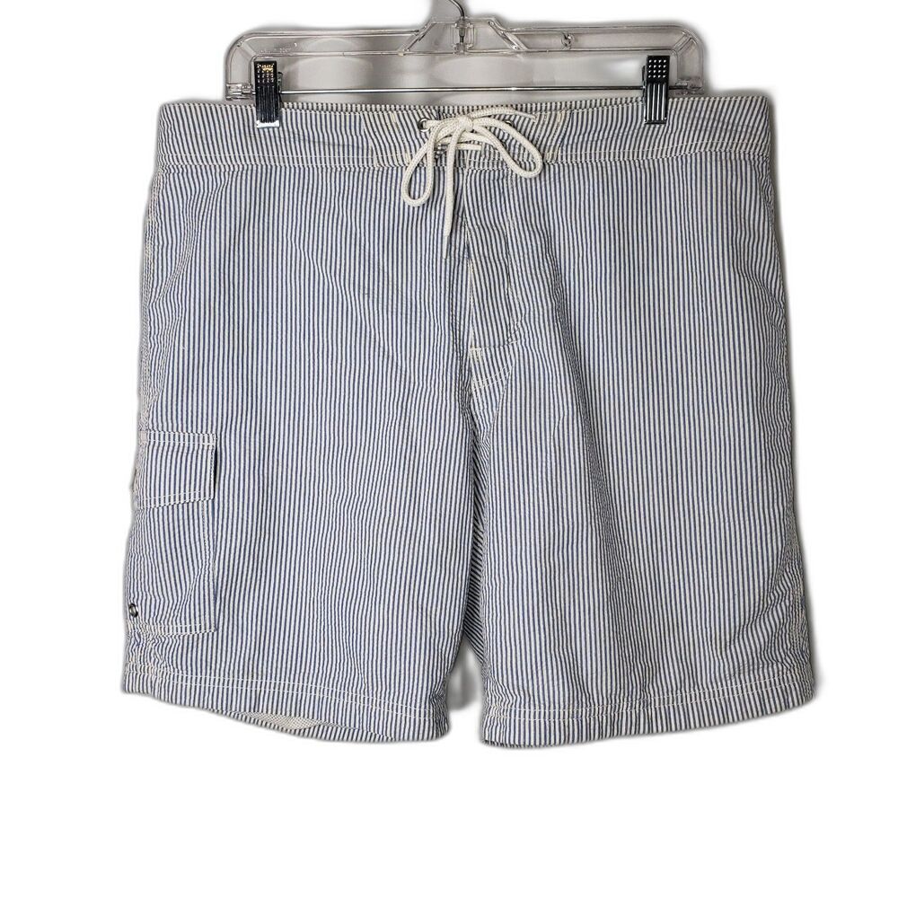 J CREW Blue and White Striped Seersucker Cotton Mens Shorts Size 35